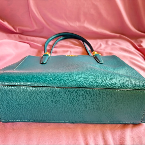 COACH  CHRISTIE CARRYALL IN CROSSGRAIN LEATHER  F13684 Turquoise - Picture 4 of 5